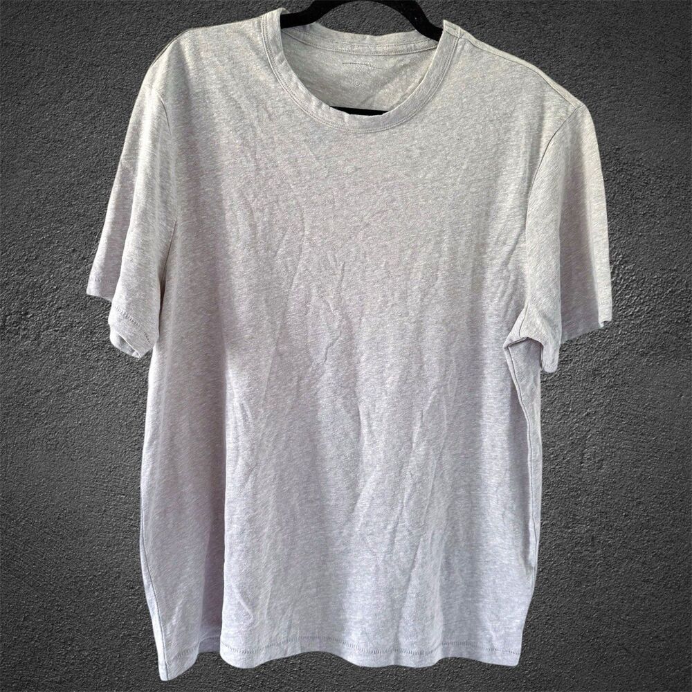 J.Crew Men's Slub Linen Blend Cotton Short Sleeve Crewneck Tee Shirt L Large